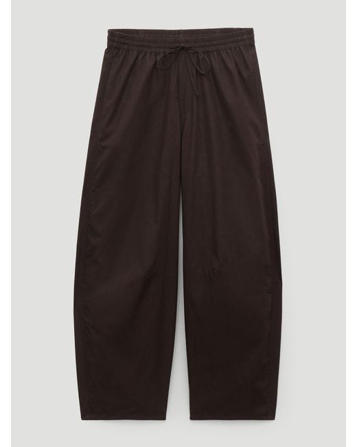 Hush Brown Juno Pull On Laundered Cotton Barrel Leg Trousers