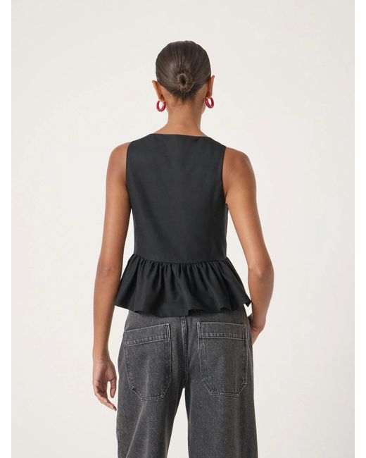 Hush White Peplum Wool Waistcoat