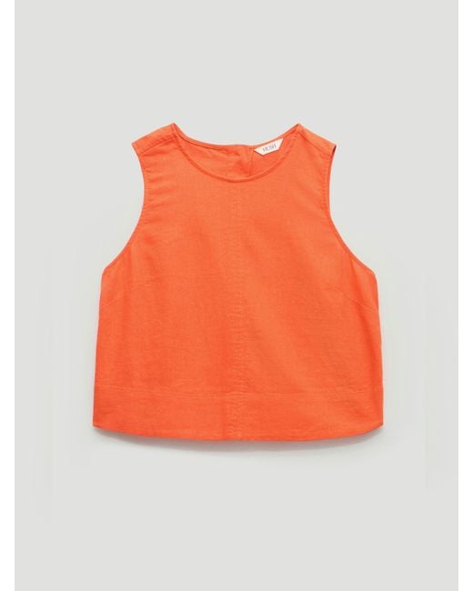Hush Orange Vera Linen Blend Shell Top