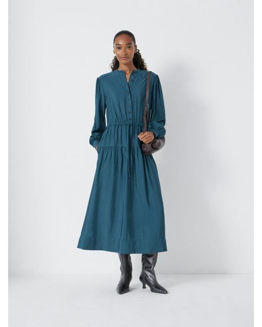 Hush Blue Long Sleeve Air Flow Shirt Dress
