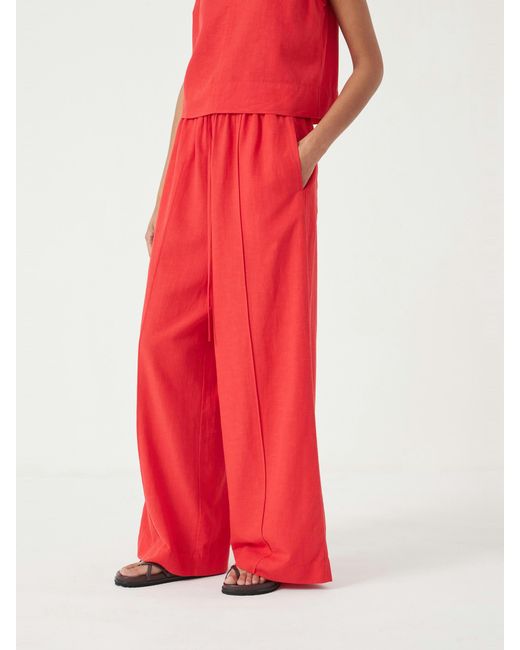 Hush Red Petunia Linen Blend Trousers