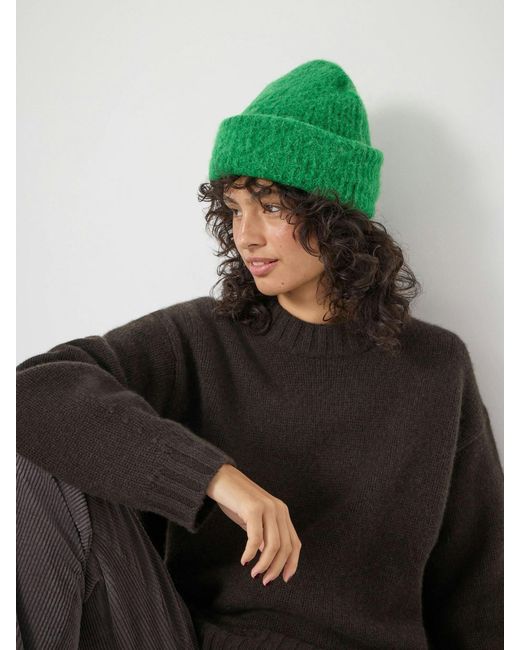 Hush Green Alpaca-Blend Ribbed Beanie