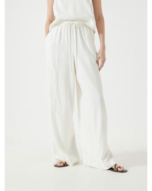 Hush White Linen Blend Petunia Wide Leg Trousers