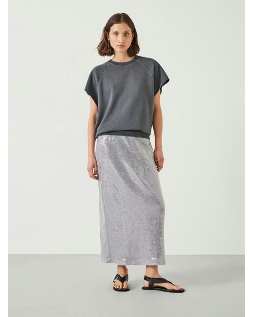 Hush White Anais Sheer Sequin Midi Skirt