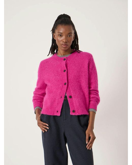 Hush Pink Perrin Crew Neck Alpaca Wool Cardigan