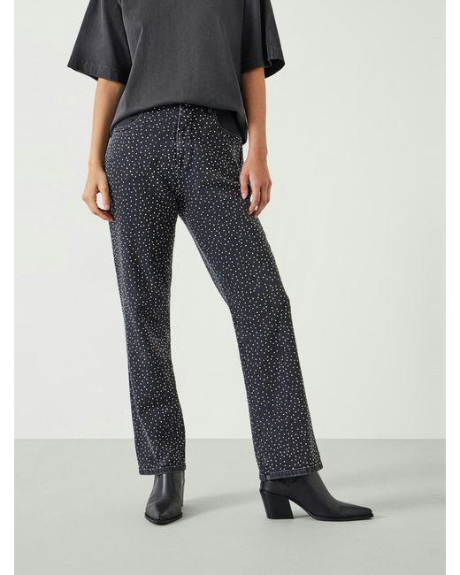 Hush Blue Alex Slim Straight Leg Rhinestone Denim Jeans