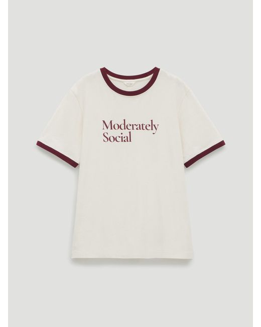 Hush White Moderately Social Ringer T-Shirt