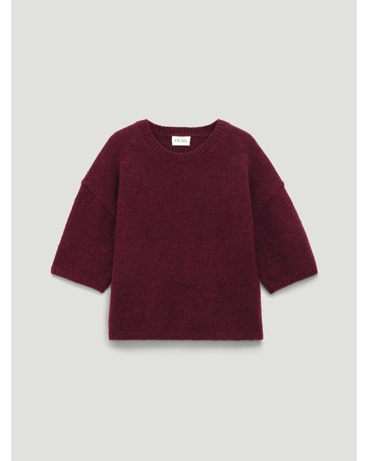 Hush Red Arlette Pointelle Stitch Knitted Tee