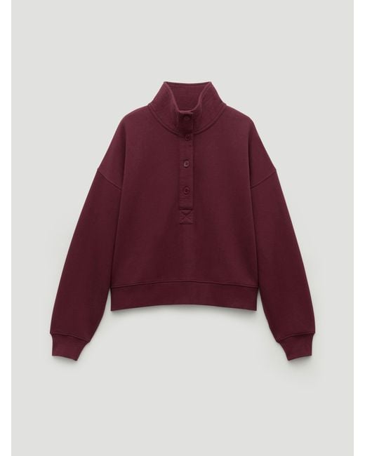 Hush Red Hendrix Half Placket Cotton Sweatshirt