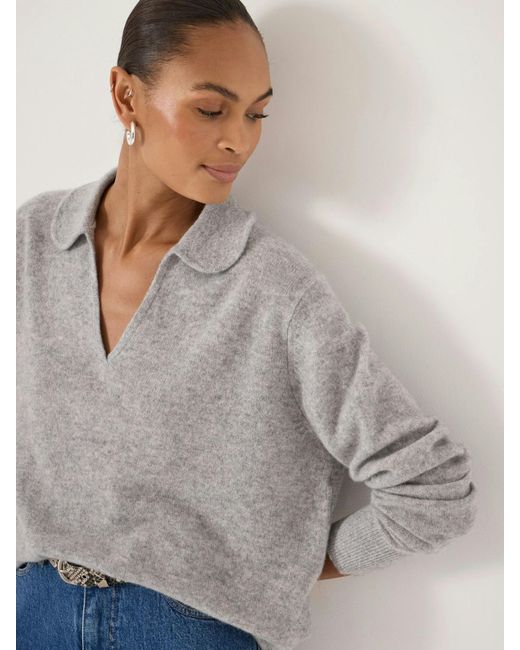 Hush Blue Cameron Cashmere Collared Jumper