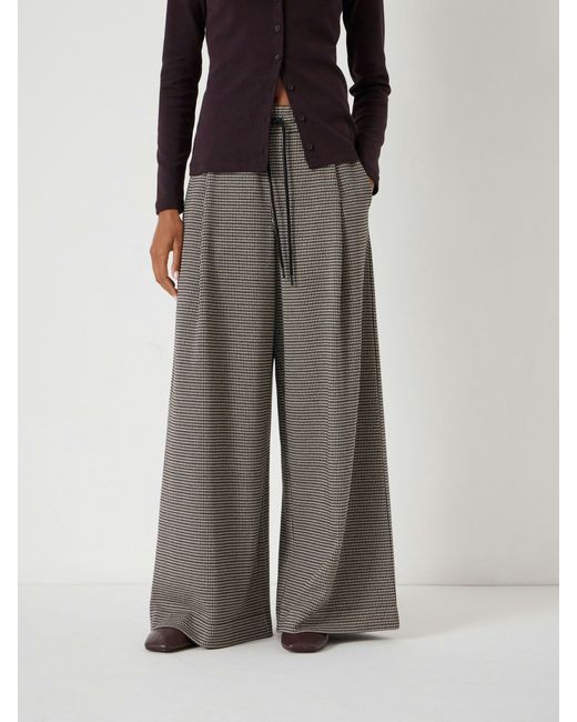 Hush Black Check Wide Leg Jersey Trousers