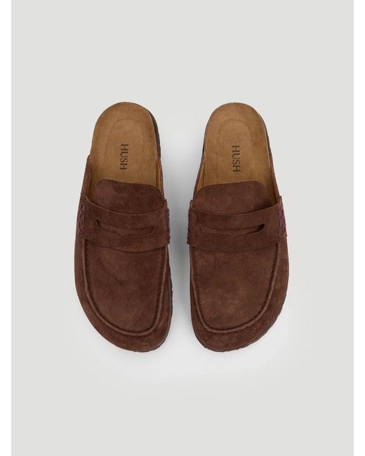 Hush Black Rune Suede Padded Mules