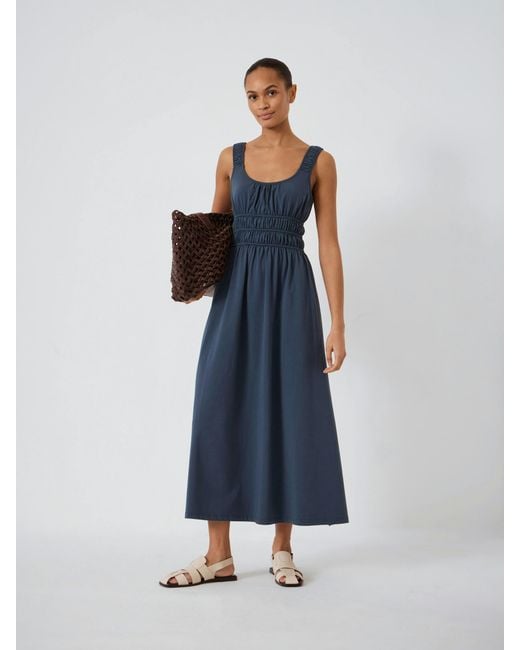Hush Blue Clarissa Jersey Gathered Straps Midi Dress