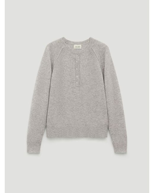 Hush Gray Farah Cashmere Henley Jumper
