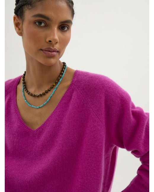 Hush Purple Constance Cashmere V Neck Jumper