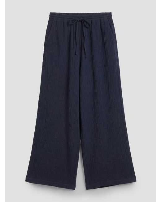 Hush Blue Cheesecloth Wide Leg Trousers
