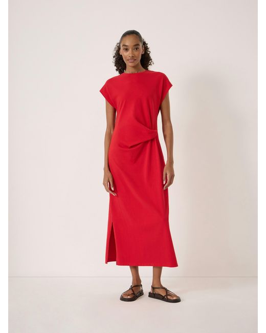 Hush Red Athena Twist-Detail Jersey Midi Dress