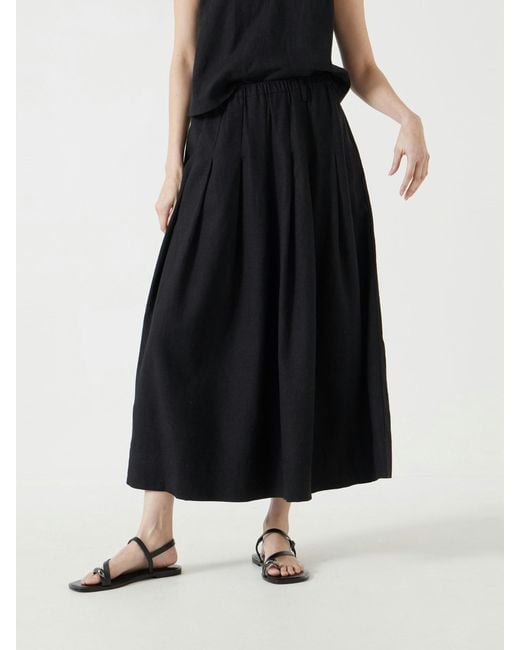 Hush White Ivy Pleated Linen Blend Midi Skirt