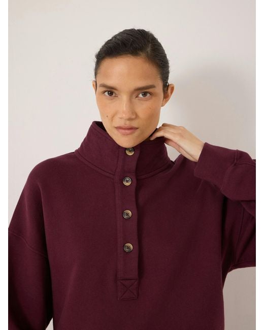 Hush Red Hendrix Half Placket Cotton Sweatshirt