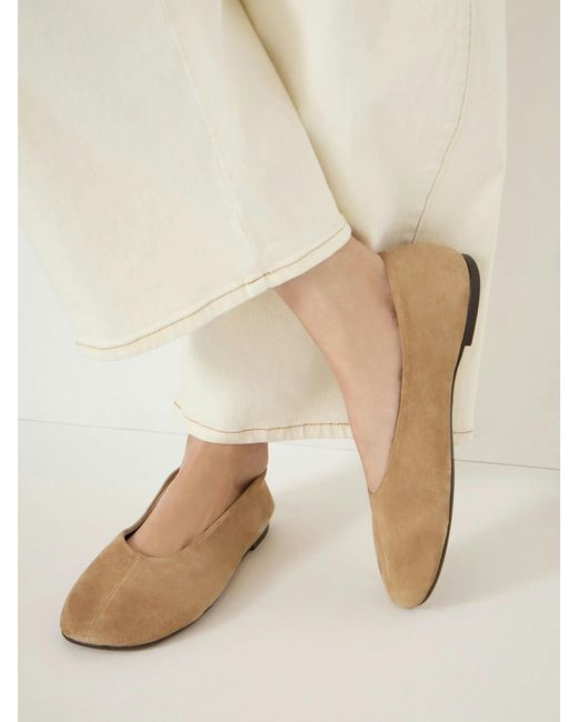 Hush Natural Bertie Round Toe Suede Ballet Flats