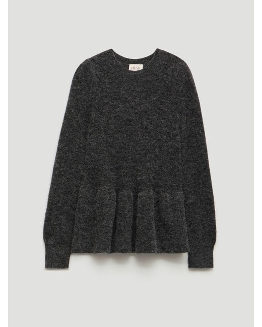 Hush Gray Wool Blend Peplum Top