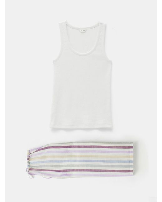 Hush White Rudie Stripe Trouser Pyjama Set