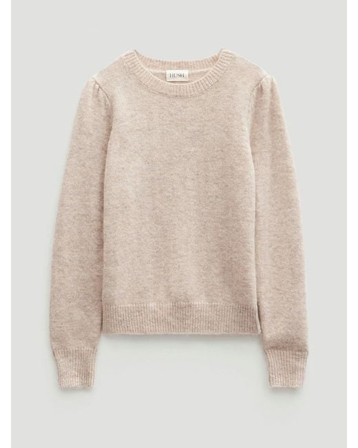 Hush Natural Gathered Shoulder Wool Blend Jumper