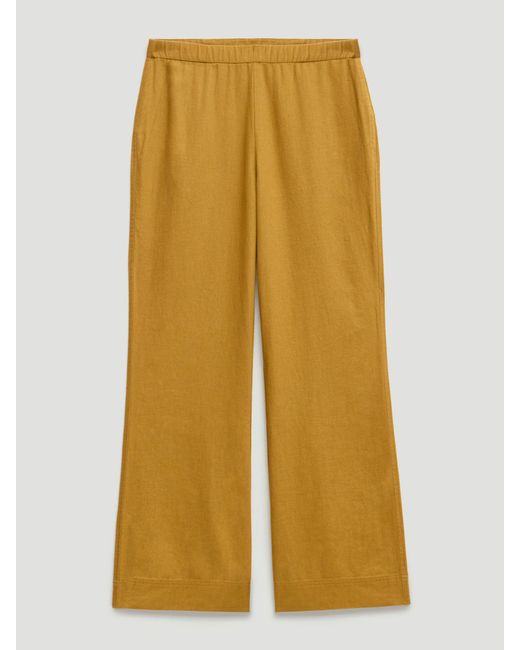 Hush Yellow Suki Linen Blend Crop Trousers