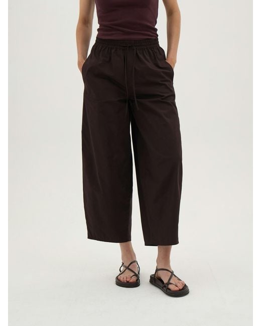 Hush Brown Juno Pull On Laundered Cotton Barrel Leg Trousers