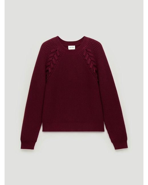 Hush Red Mel Wool Blend Plait Trim Jumper