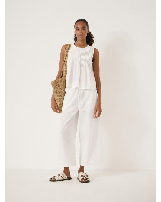Hush Natural Arden Cropped Cotton Trousers