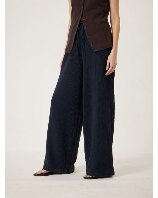 Hush Blue Cheesecloth Wide Leg Trousers
