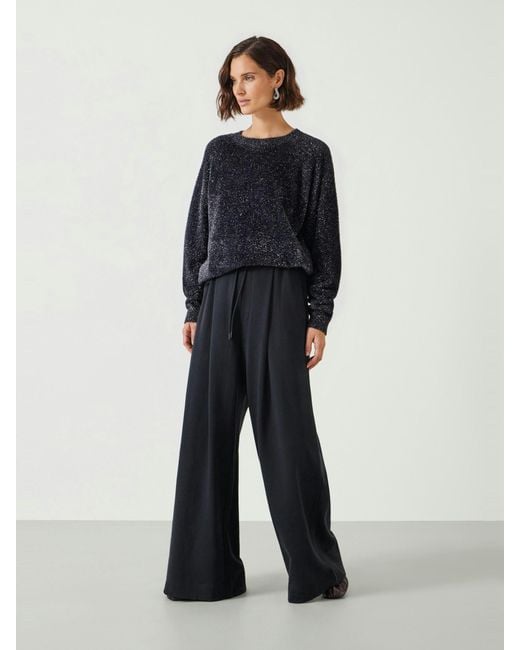 Hush Blue Jaime Metallic Tinsel Crew Neck Jumper