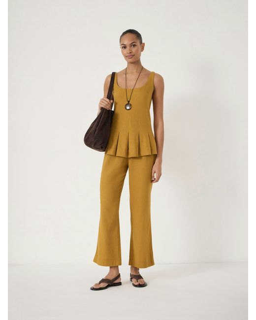 Hush Yellow Suki Linen Blend Crop Trousers