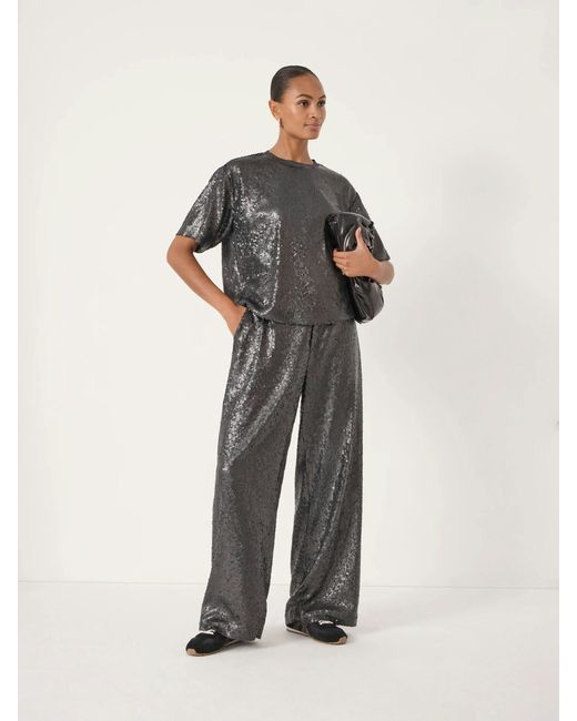 Hush White Holly Sequin Co-Ord Wide Leg Trousers