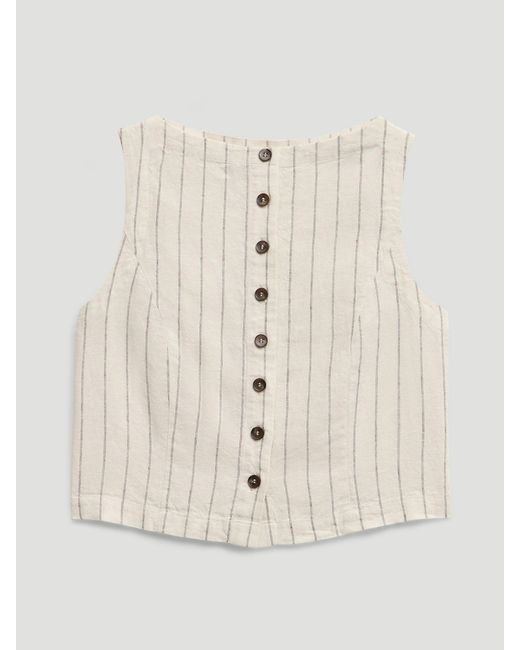 Hush Natural Nara Sleeveless Linen Blend Striped Top