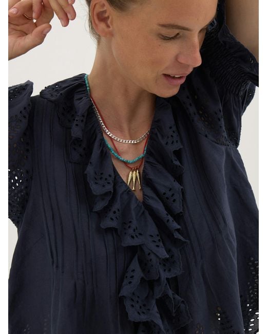 Hush Blue Koa Cotton Broderie Blouse