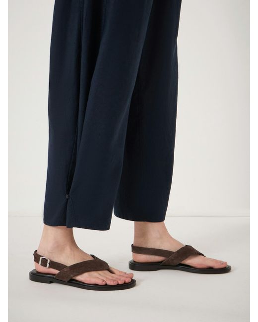 Hush Blue Dania Linen Blend Barrel Leg Trousers
