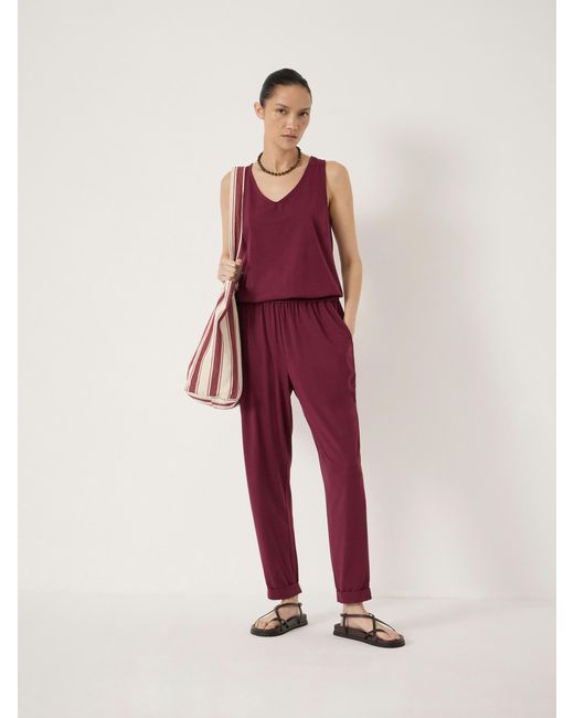 Hush Red Cropped Jersey Jumpsuit
