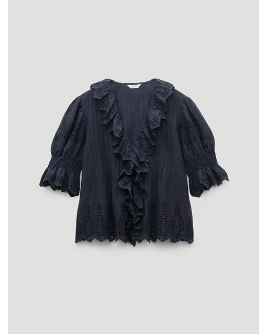 Hush Blue Koa Cotton Broderie Blouse