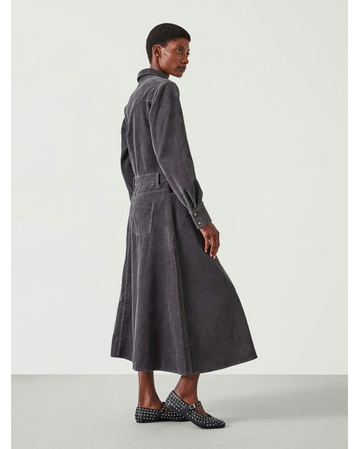 Hush Gray Bella Corduroy Long Sleeve Maxi Dress