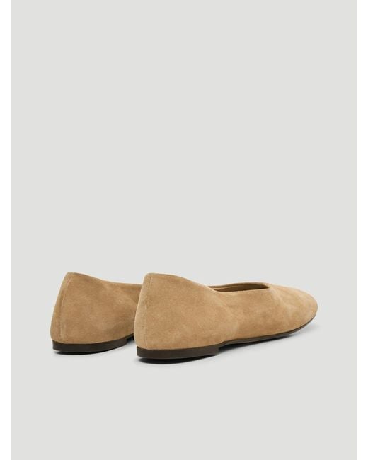 Hush Natural Bertie Round Toe Suede Ballet Flats