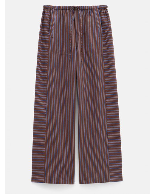 Hush Brown Cotton Stripe Pull On Trousers