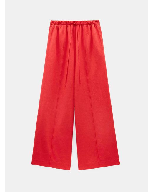 Hush Red Petunia Linen Blend Trousers