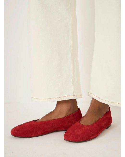 Hush Red Bertie Round Toe Suede Ballet Flats
