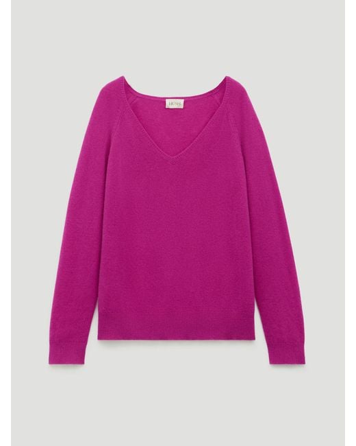 Hush Purple Constance Cashmere V Neck Jumper