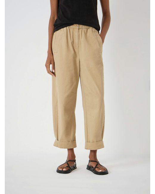 Hush Natural Jack Barrel Leg Pull On Cotton Trousers