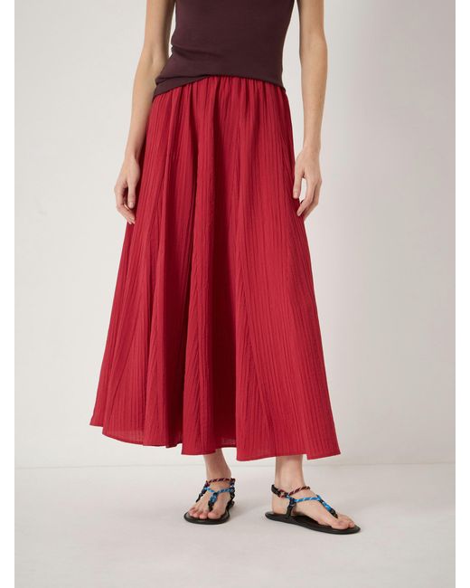 Hush Red Mavi Godet Crinkle Midi Skirt