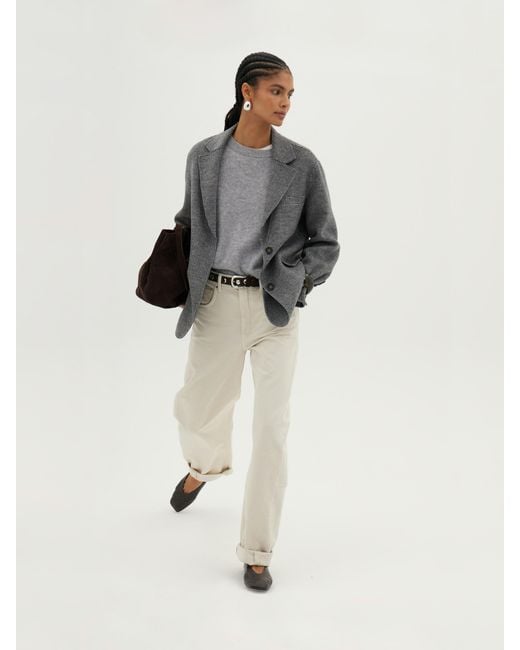 Hush Gray Simeron Wool Double Faced Oversized Blazer