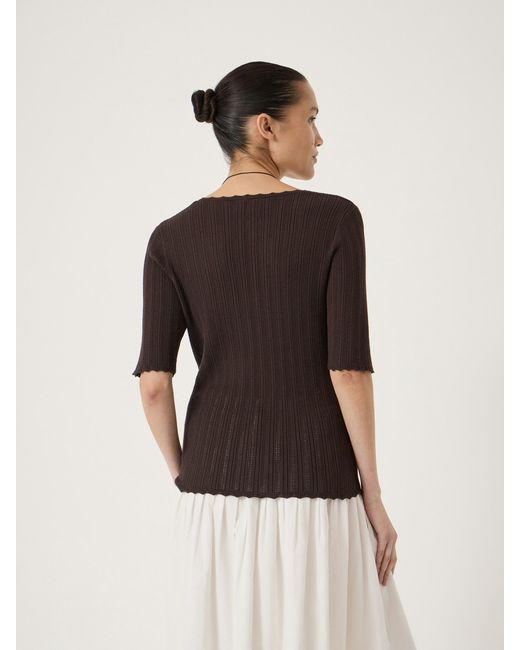 Hush Black Fine Pointelle Short Sleeve Knitted T-Shirt